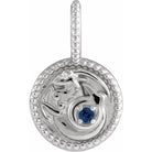 Capricorn medallion charm in white gold with diamond accent