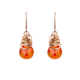 Carnelian dangle earrings in rose gold-fill, warm orange stone with blush gold bezel variant--Rose-Gold-fill