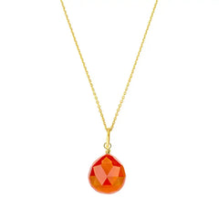 Carnelian drop pendant necklace in 14K gold-fill, product photography variant--Gold-fill