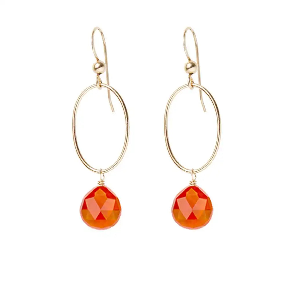 Carnelian Hoop Earrings in 14K gold-fill
