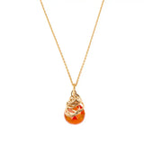 Natural carnelian pendant necklace in 14K gold-fill, side view detail variant--Gold-fill