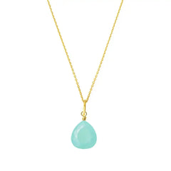 Chalcedony drop pendant necklace in 14K gold-fill, product photography variant--Gold-fill
