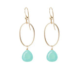 Chalcedony gemstone hoop earrings in 14K gold-fill, hand-cut soft blue stone, handmade in the USA variant--Gold-fill