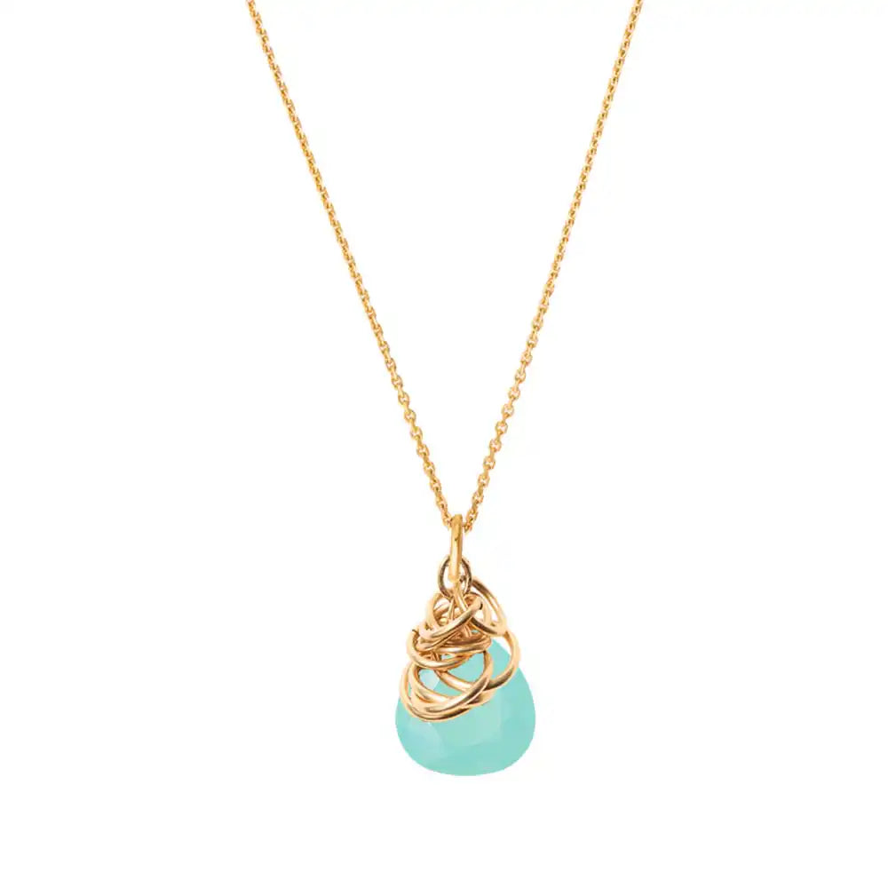 Natural chalcedony pendant necklace in 14K gold-fill, side view detail variant--Gold-fill