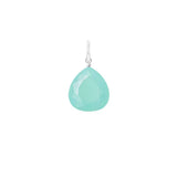 Natural chalcedony 11mm briolette charm in sterling silver, flat lay on neutral background variant--Sterling-silver variant--Large