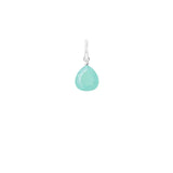 Natural chalcedony 8mm briolette charm in white gold, side view detail variant--Sterling-silver variant--Small