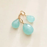 Natural chalcedony briolette charm in sterling silver, styled on chain necklace