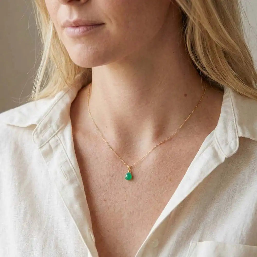 Timeless gemstone necklace for everyday wear shown on model