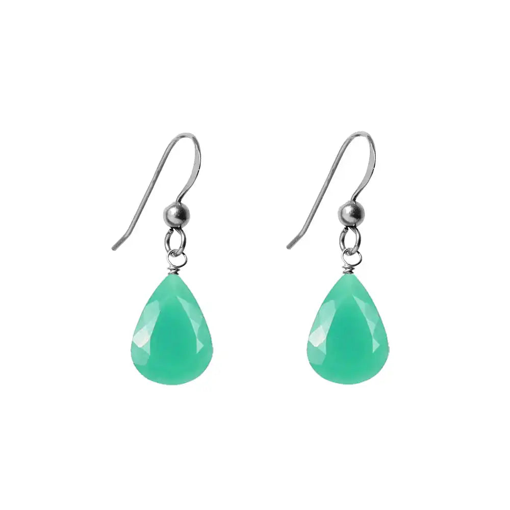 Oxidized sterling silver Chrysoprase earrings, Oxidized sterling silver Chrysoprase gemstone earrings, Oxidized sterling silver Chrysoprase birthstone earrings variant--Oxidized-sterling-silver