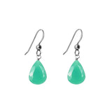 Oxidized sterling silver Chrysoprase earrings, Oxidized sterling silver Chrysoprase gemstone earrings, Oxidized sterling silver Chrysoprase birthstone earrings variant--Oxidized-sterling-silver