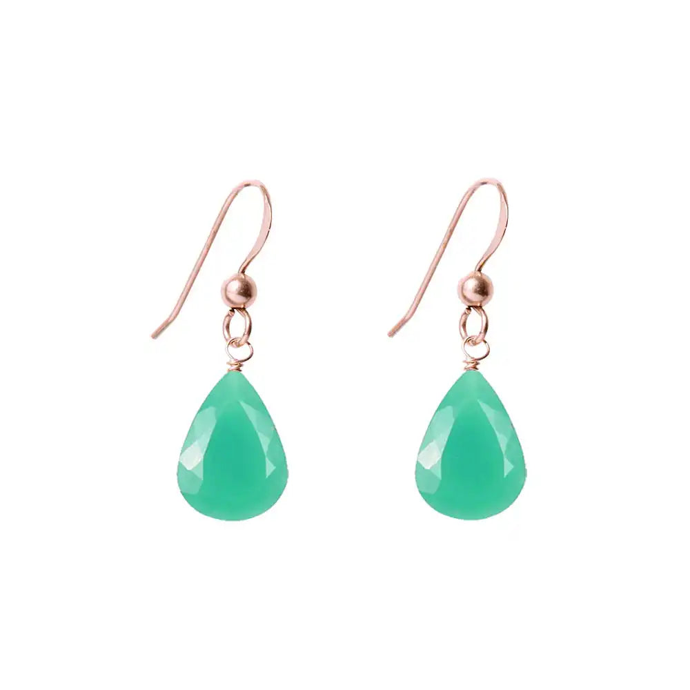 Rose Gold-fill Chrysoprase earrings, Rose Gold-fill Chrysoprase gemstone earrings, Rose Gold-fill Chrysoprase birthstone earrings variant--Rose-Gold-fill