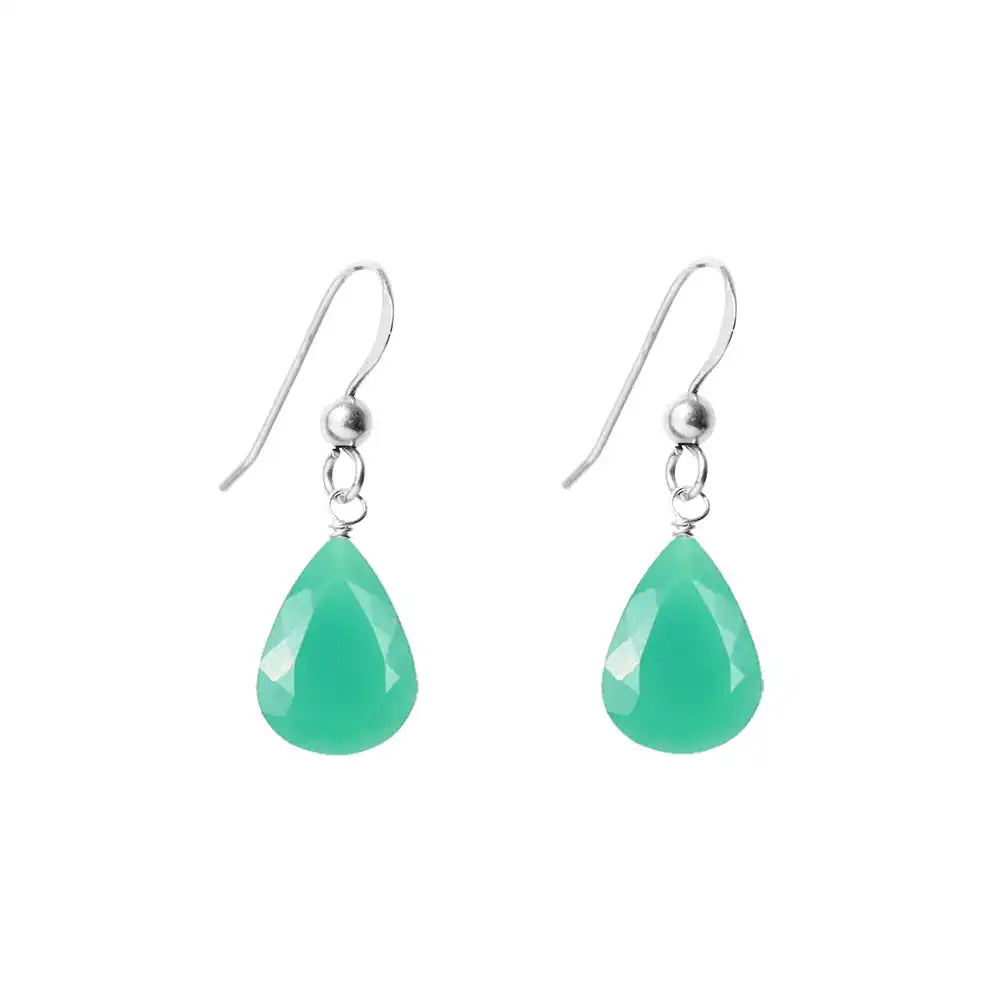 Sterling silver Chrysoprase birthstone earrings variant--Sterling-silver variant--Chrysoprase