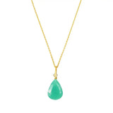 Green chrysoprase pendant necklace with refined, understated design yellow gold variant--14K-rose-gold
