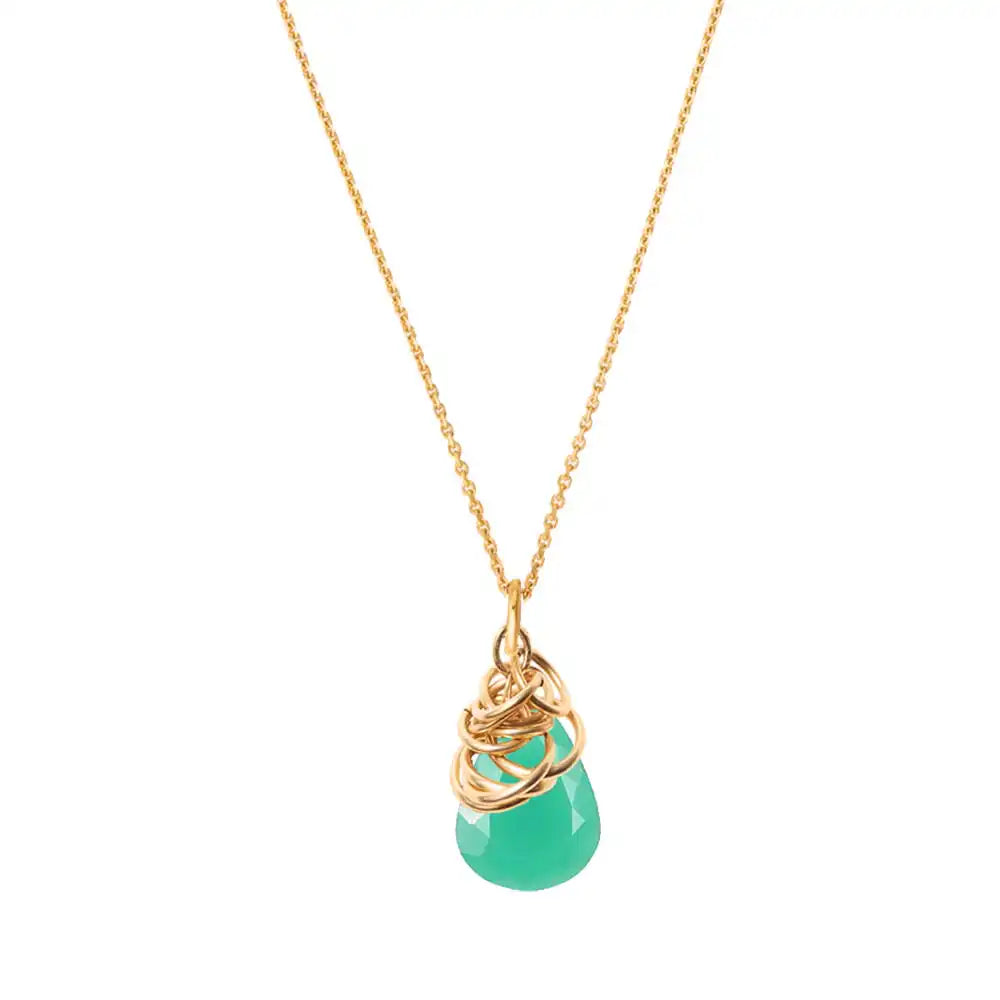 Chrysoprase Pendant Necklace in gold-fill variant--Chrysoprase variant--Gold-fill
