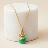 Textured chrysoprase necklace for July birthstone  variant--Gold-fill, variant--Rose-gold-fill, variant--Sterling-silver, variant--Oxidized-sterling-silver variant--Chrysoprase