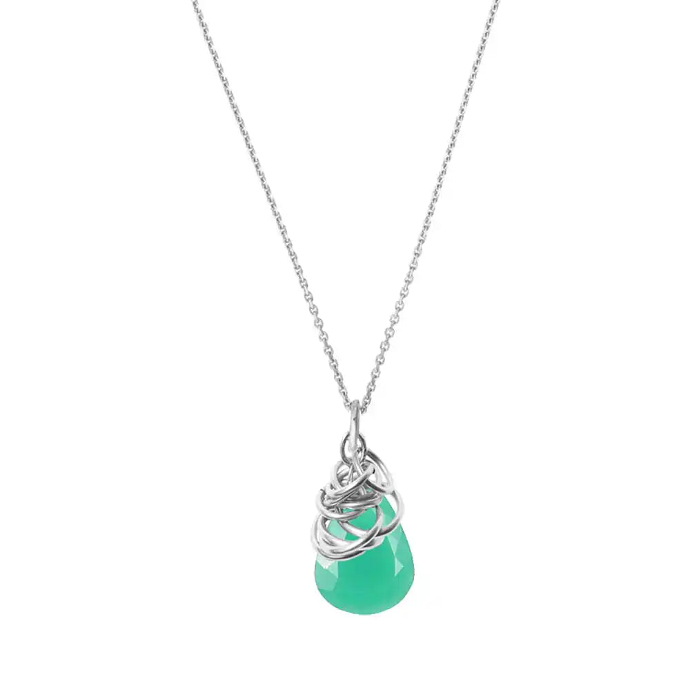 Chrysoprase Pendant Necklace in sterling silver variant--Chrysoprase variant--Sterling-silver