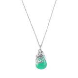 Chrysoprase Pendant Necklace in sterling silver variant--Chrysoprase variant--Sterling-silver