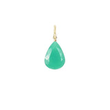 Dainty 6mm briolette charm made from natural chrysoprase, set in sterling silver for layering. variant--Chrysoprase variant--Gold-fill variant--Large