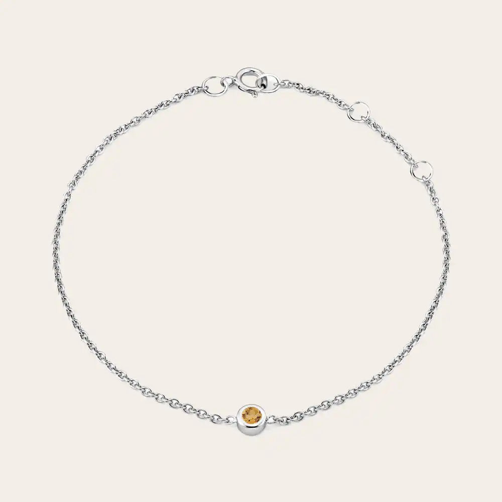 Minimalist bezel-set citrine bracelet for stacking variant--Sterling-silver variant--Citrine