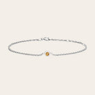 Bezel-set birthstone bracelets displayed together. variant--14K white gold