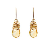 Citrine dangle earrings in 14K gold-fill, rich gold setting with honeyed citrine gemstone variant--Gold-fill variant--Citrine