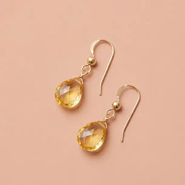 Handmade citrine earrings -perfect November birthstone gift. variant--Gold-fill, variant--Sterling-silver, variant--14K-yellow-gold, variant--14K-white-gold variant--Citrine
