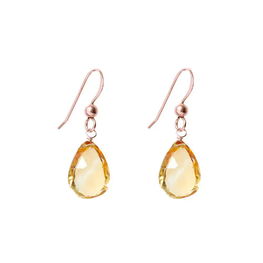 Rose Gold-fill Citrine earrings, Rose Gold-fill Citrine gemstone earrings, Rose Gold-fill Citrine birthstone earrings variant--Rose-Gold-fill