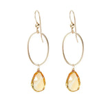 Citrine gemstone hoop earrings in 14K gold-fill, hand-cut golden yellow stone, handmade in the USA variant--Citrine variant--Gold-fill