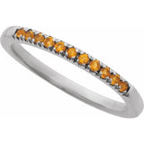 Sleek white gold stacking band featuring vibrant citrine gemstones variant--14K-white-gold