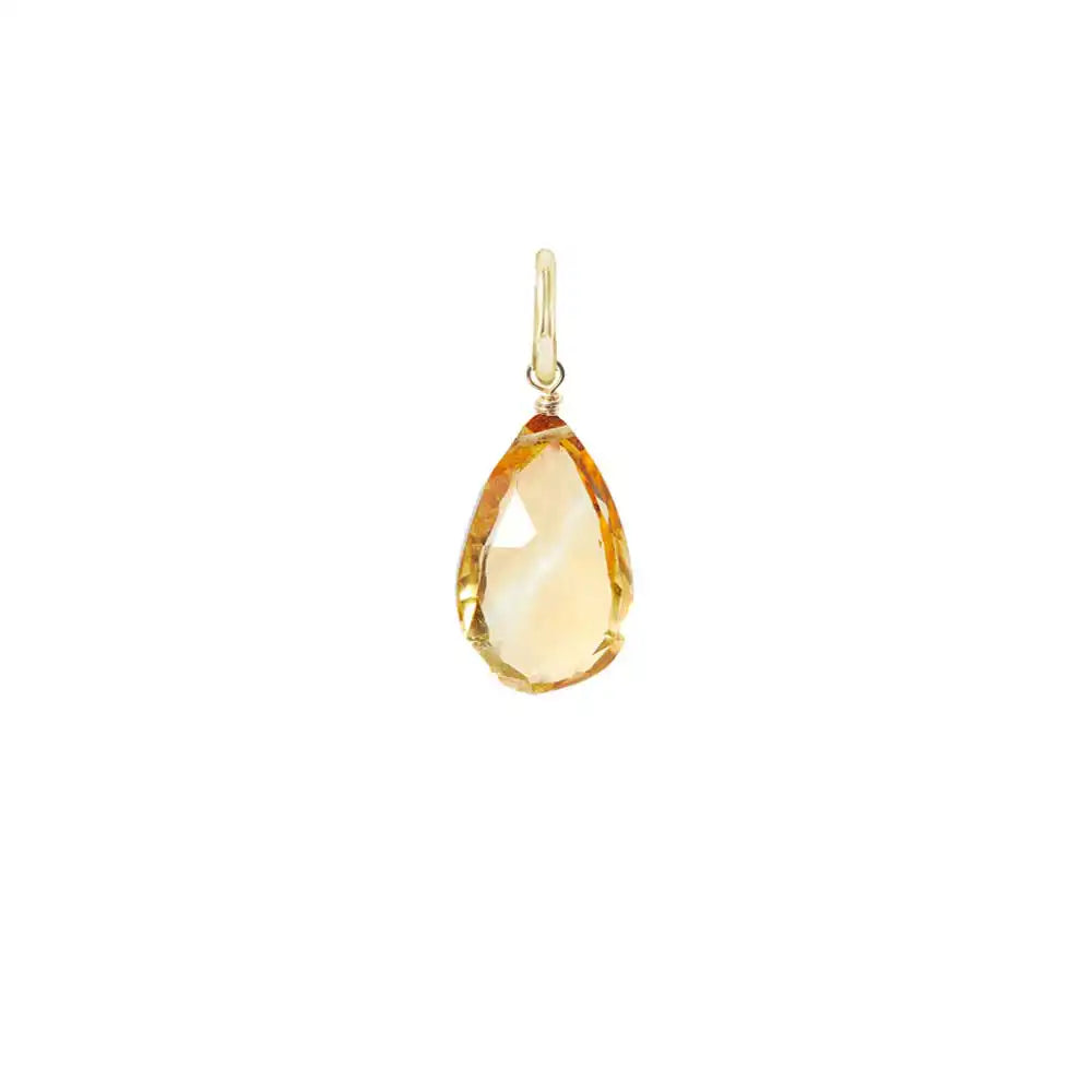 sterling silver-wrapped citrine briolette charm in 6mm, ideal for meaningful gemstone jewelry.