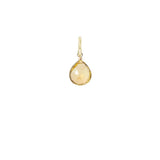 Glowing citrine briolette gemstone charm, 12mm, handcrafted with gold-fill wrap detail. variant--Citrine variant--Sterling-silver variant--Large