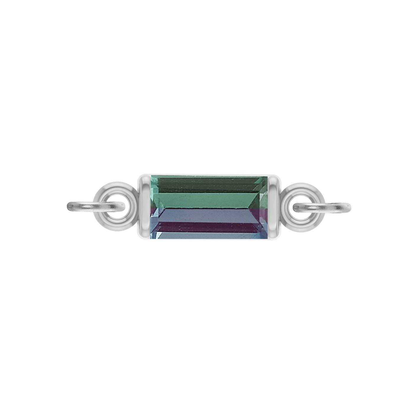 June baguette birthstone link featuring a 1.5x3mm natural alexandrite set in minimalist white gold ‚ handmade in 14K gold