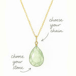 Custom gemstone necklace in 14K gold with hand-cut natural stone