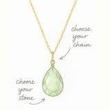 Custom gemstone necklace in 14K gold with hand-cut natural stone