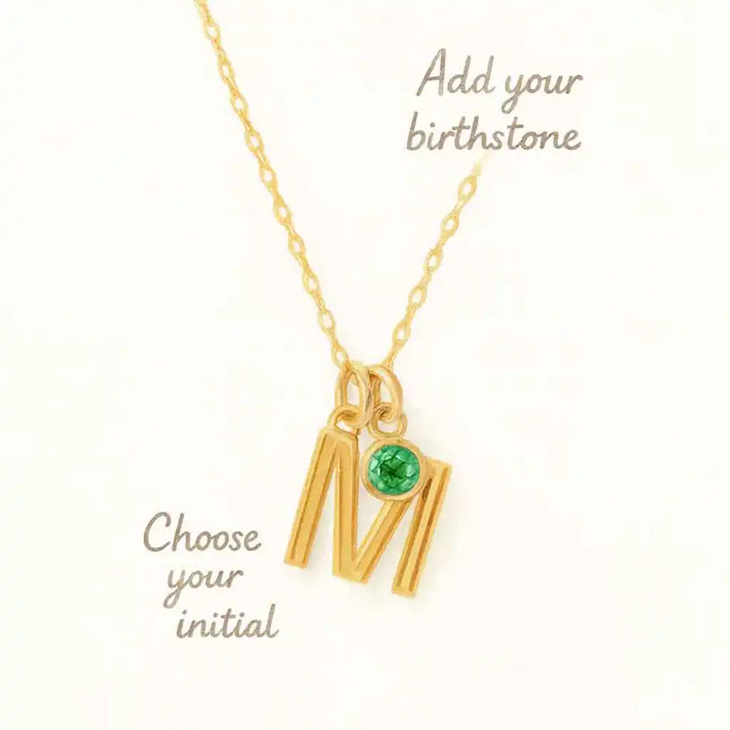 Custom Initial Birthstone Necklace