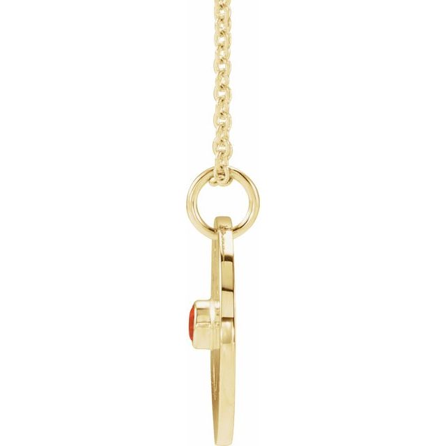 Side view of Delicate Taurus zodiac necklace paired with fiery opal accent stone
