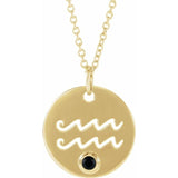 Dainty Aquarius charm necklace with spinel gemstone in recycled gold
