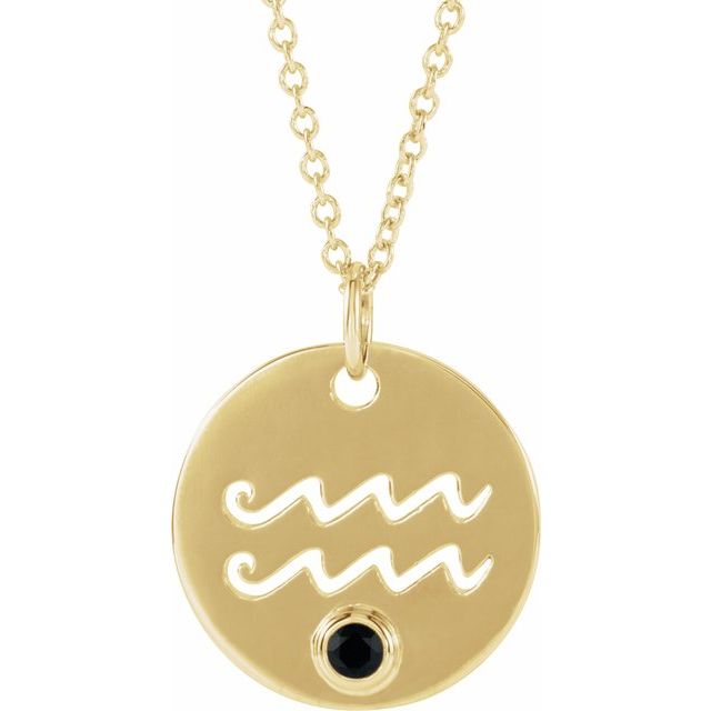 Dainty Aquarius charm necklace with spinel gemstone in recycled gold