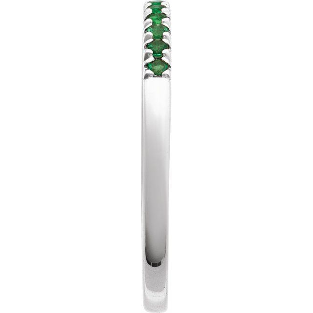 Delicate white gold band with lush emeralds side view variant--14K-white-gold