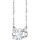 detailed view Prong-set white sapphire necklace in horizontal oval cut