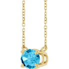 Detailed View March birthstone necklace with prong-set aquamarine