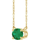 Detailed View Lab emerald necklace in recycled 14K gold for May birthdays