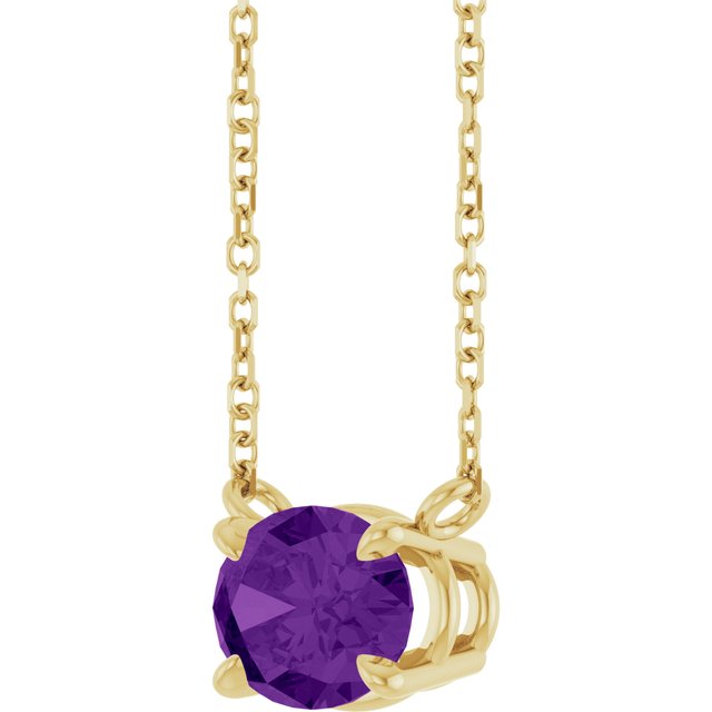 Detailed View Horizontal oval-cut amethyst necklace in prong setting