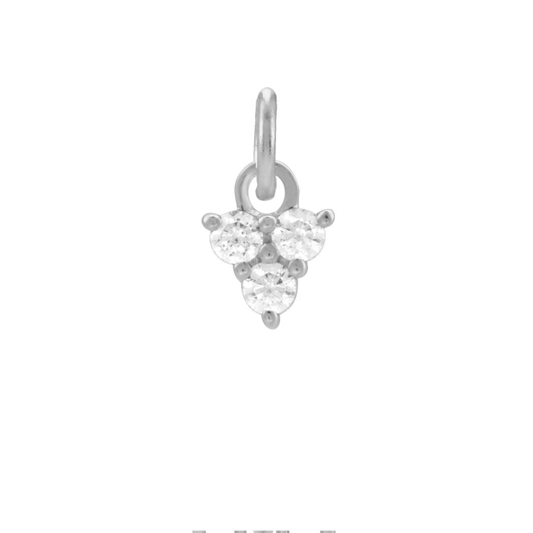 Three diamond cluster charm in 14K white gold variant--14K-white-gold