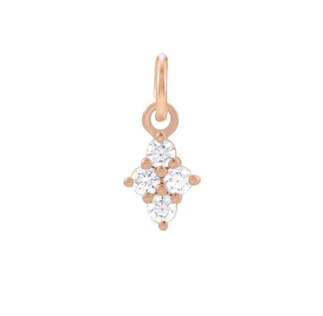 14K rose gold diamond cluster charm with textured sparkle variant--14K-rose-gold