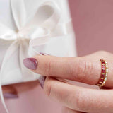 Minimal diamond band featuring baguette-cut diamonds