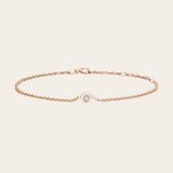 Bezel-set diamond bracelet in 14K rose gold, wrist close-up rose gold variant--14K-rose-gold variant--Diamond