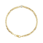 Diamond link bracelet with 14K yellow gold curb chain