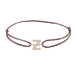 Diamond initial z silk bracelet in 14K rose gold on brown silk