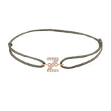 Diamond initial z silk bracelet in 14K rose gold on olive silk